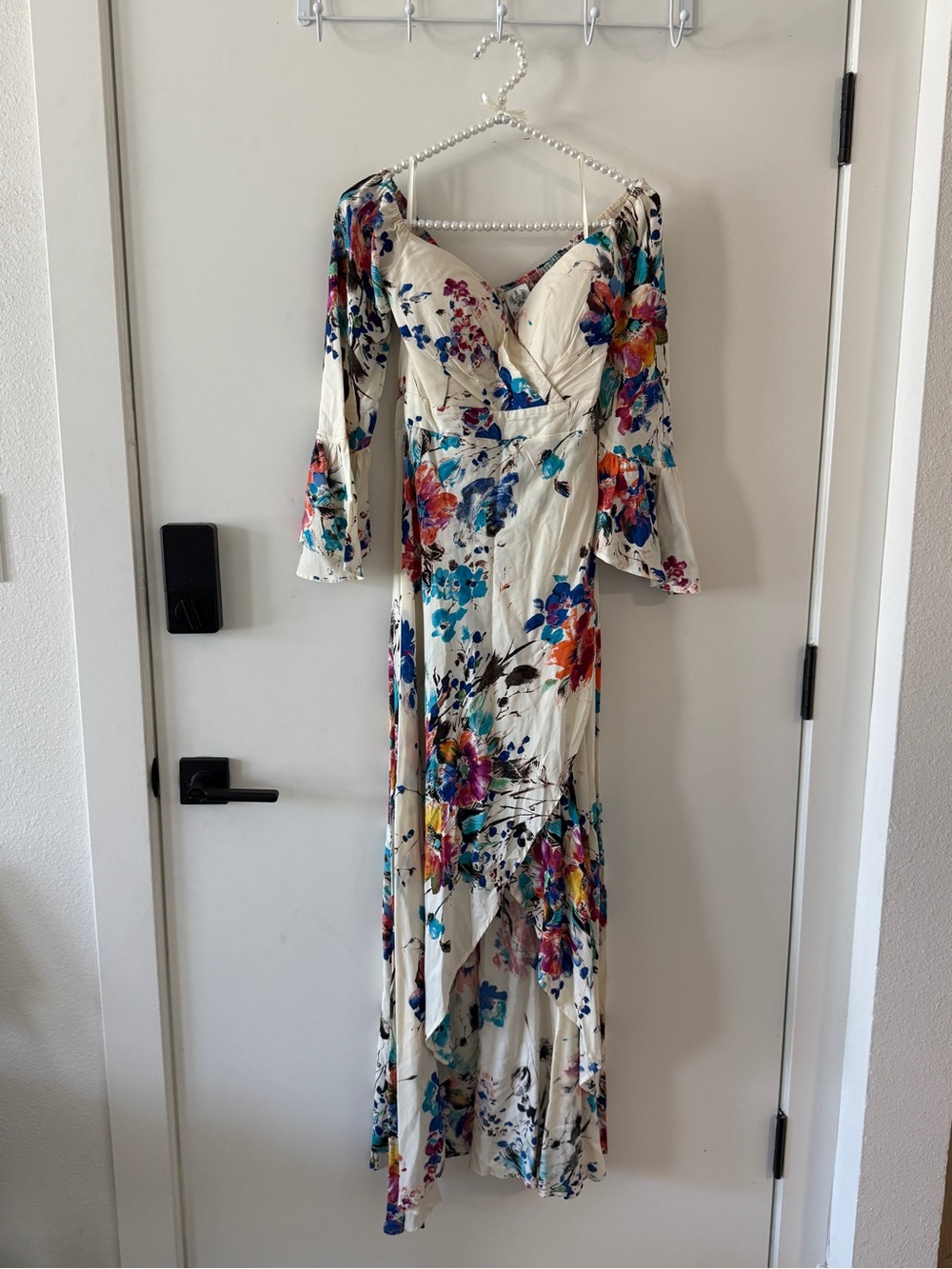 Angel Biba Cream Maxi Dress with Multicolor Floral Print